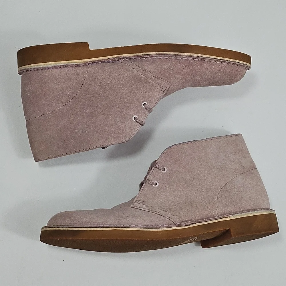 Clarks Collection Pale Pink Suede Leather Lace Up Chukka Desert Ankle Boot